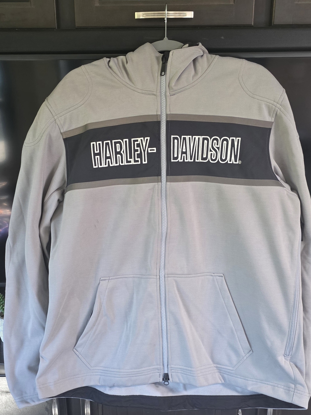 Harley-Davidson Men's Gray Hooded Zip Riding Jacket